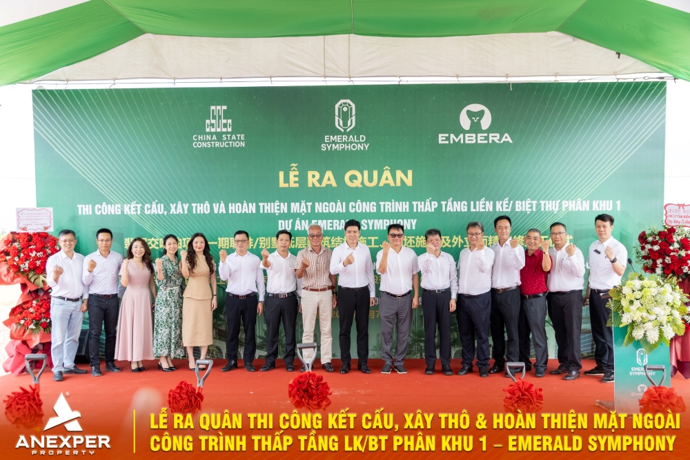 Lễ ra quân thi công kết cấu, xây thô và hoàn thiện mặt ngoài công trình thấp tầng LK/BT phân khu 1 – Emerald Symphony