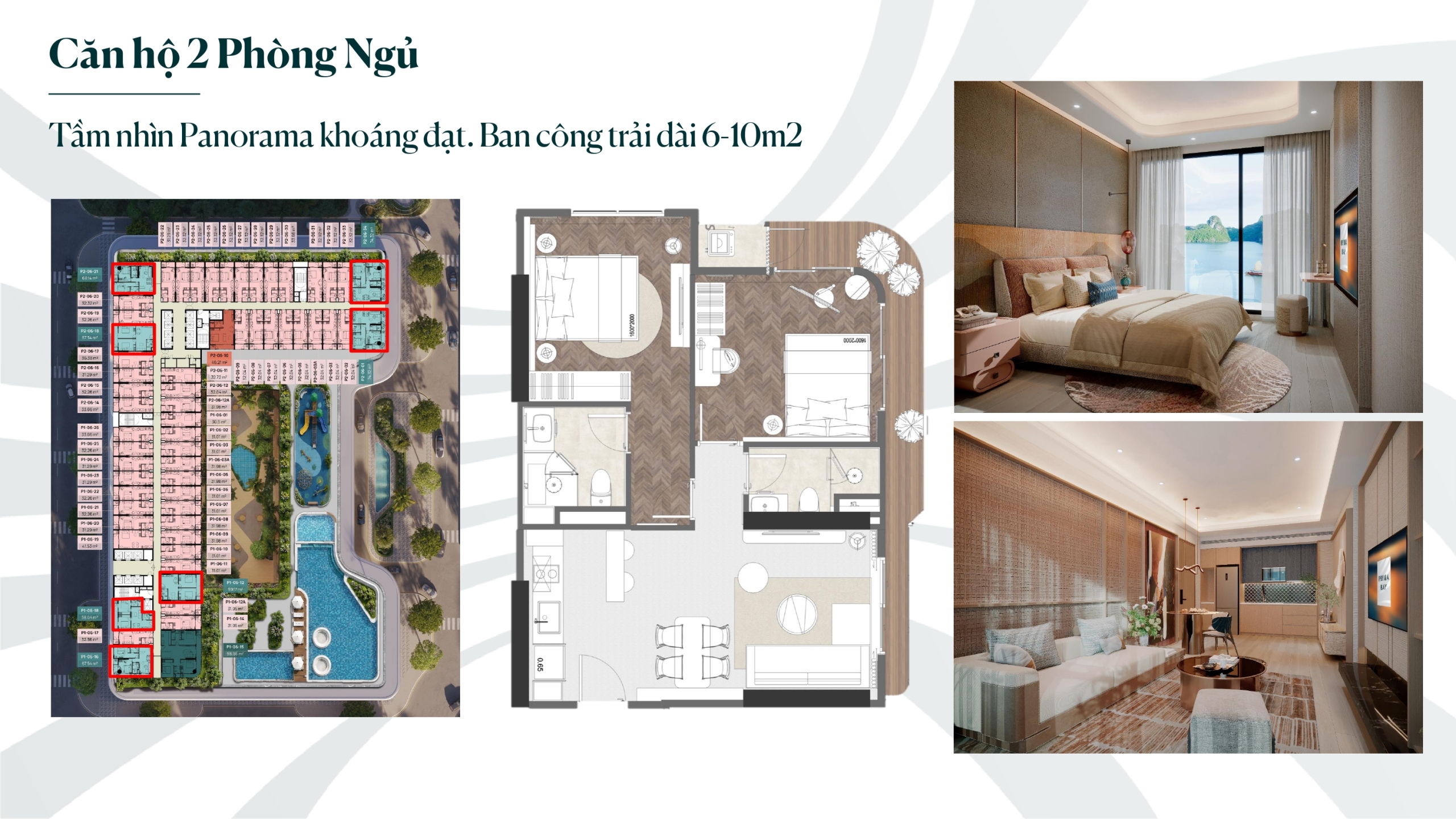 Layout thiết kế căn hộ 2 phòng ngủ dự án Prima Bay Hạ Long