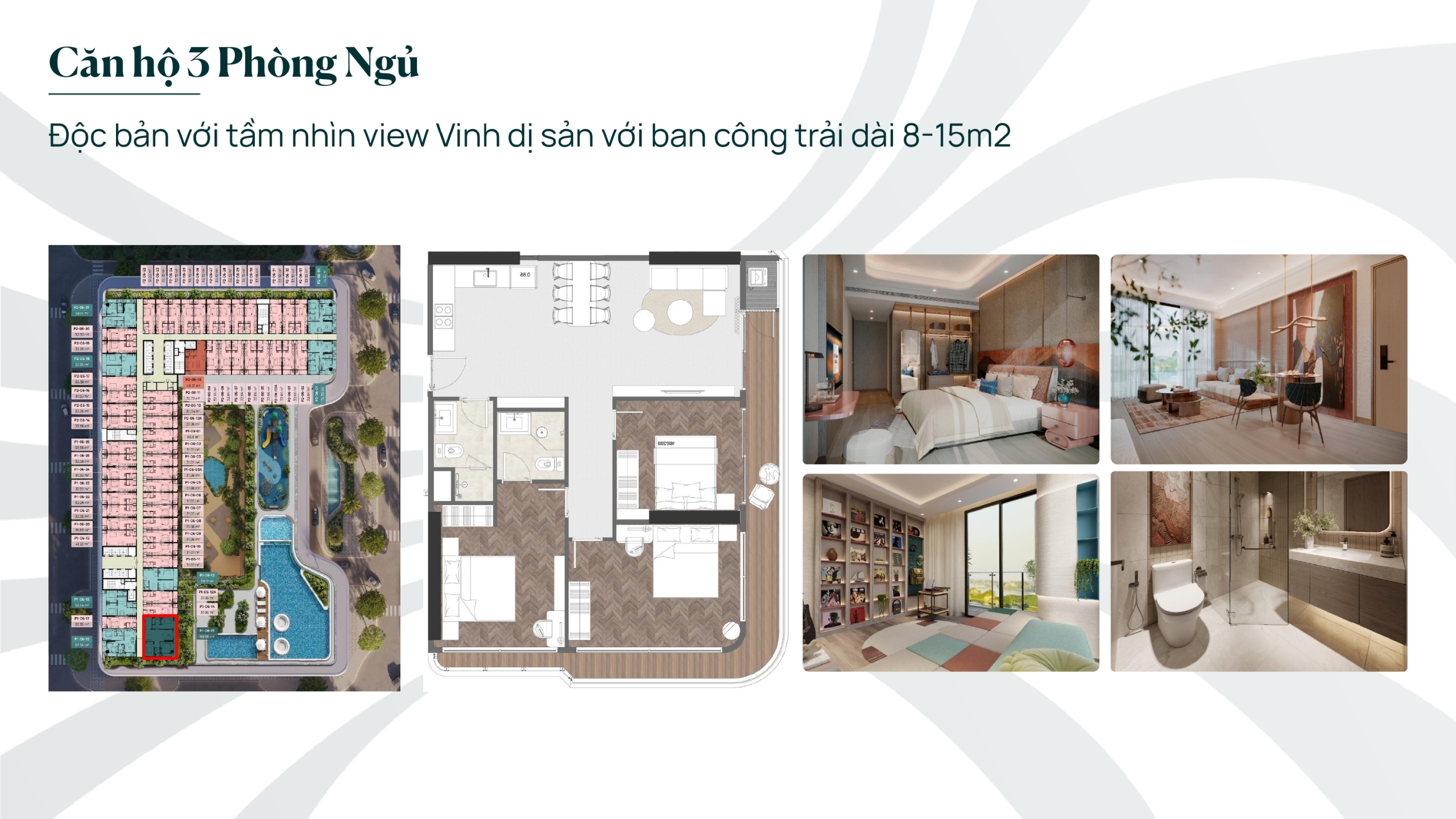Layout thiết kế căn hộ 3 phòng ngủ dự án Prima Bay Hạ Long