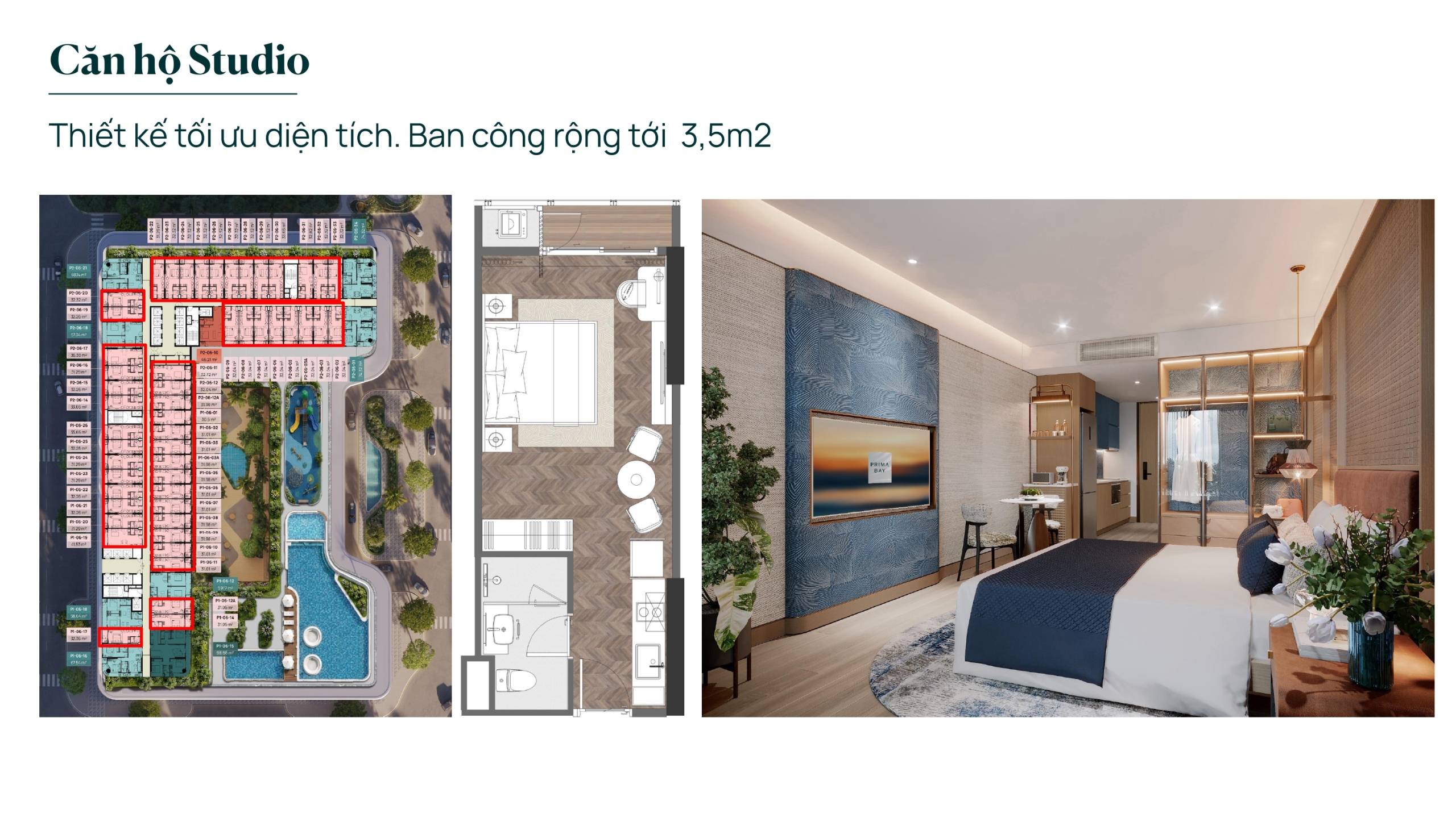 Layout thiết kế căn hộ Studio dự án Prima Bay Hạ Long